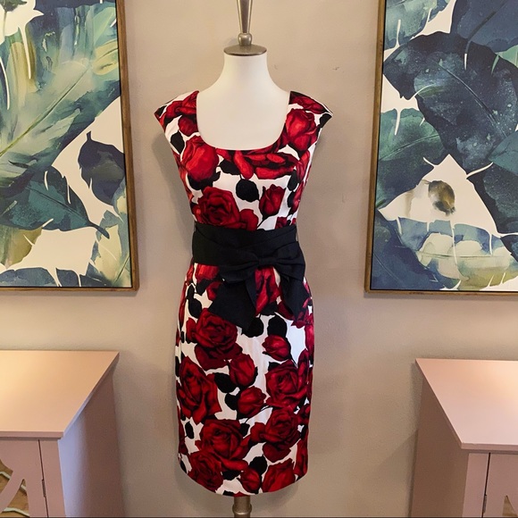 White House Black Market Dresses | White House Black Market Dress Red Black Floral 6 | Poshmark